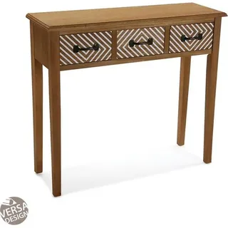 Versa Severn Schmales Möbelstück für den Eingangsbereich oder Flur, Moderner Konsolentisch, mit 3 Schubladen, Maßnahmen (H x L x B) 80 x 30 x 90,5 cm, Holz, Farbe: Braun - Braun