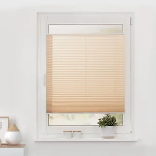 Plissee LICHTBLICK ORIGINAL "Plissee Klemmfix, ohne Bohren, verspannt" Gr. 2, beige (creme, weiß, weiß), B:50cm H:130cm, Plissees, Plissee, lichtdurchlässig, blickdicht