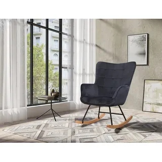byLIVING Schaukelstuhl Richie Samt 72 x 92 x 92 cm Schwarz gepolstert