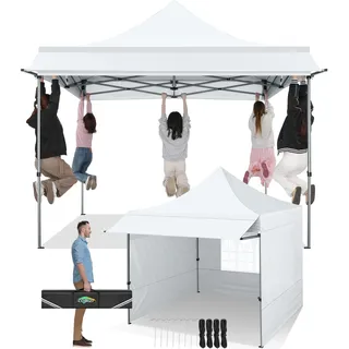 COBIZI Pavillon 3x3 Wasserdicht Stabil Winterfest mit Markisen und Seitenwänden,UV Schutz 50+ Popup Faltpavillon Partyzelt Pavillon Faltbar für Garten Camping Strand Hochzeit(3 mal 3m Weiss)