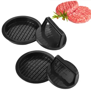 HiempTru Burger Maker- Kunststoff Burgerpresse Premium Burger-Presse Hamburger Patty Press aus Kunststoff, 2 Stück – Ideal für gleichmäßige Patties, Perfekt für Grillen, BBQ und Heimküche (schwarz)