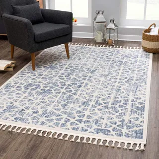 Carpet City Teppich »Art 1271«, rechteckig, 7 mm Höhe, Kurzflor, Skandi-Muster, ideal für Wohnzimmer & Schlafzimmer, blau