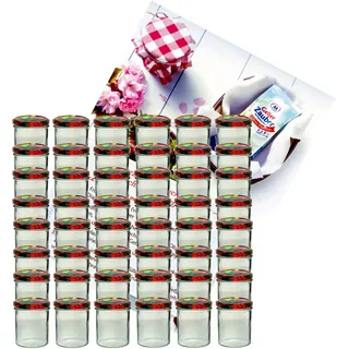 MamboCat 50er 350 ml Sturzglas-Set | Einmachgläser + Twist-Off-Deckel Obst + GRATIS Rezeptheft | einkochen & konservieren | backofengeeignet