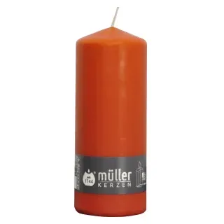 Müller Kerzen Stumpenkerze BSS, mandarin, Hochwertige Stumpenkerze mit integrierter Durchbrandsperre, 1 Packung = 6 Stück, (Ø x H): 70 x 180 mm