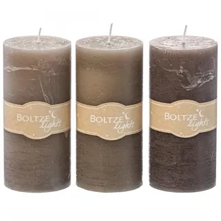BOLTZE Stumpenkerze Sortiert grau 15 cm