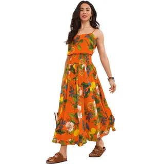 Joe Browns Damen Bright Fruit Print Floral Tiered Co Ord Maxi Skirt Baby Rock, Orange, 44