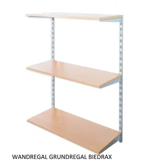 Biedrax Wandregal - Grundregal 50 x 40 x 100 cm, Farbe silber - 3 Fachboden Buche