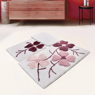 Setmat Set (3 Stück) rosa Blumen und Granate