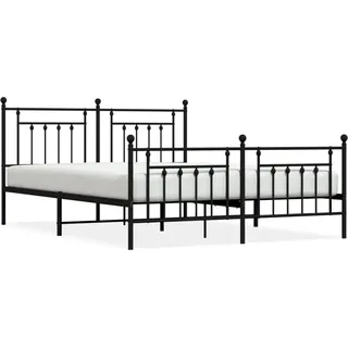 vidaXL Metallbett ohne Matratze mit Fußteil Schwarz 180x200 cm - Schwarz