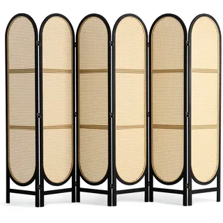 VEVOR Raumteiler mit 6 Paneelen handgewebter Sichtschutz aus Rattan, zusammenklappbare Raumtrenner mit Scharnieren, tragbare & freistehende Raumteiler zur Raumtrennung, Wohnzimmer, Schlafzimmer