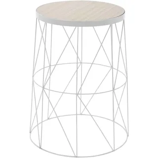 Well Home Beistelltisch aus Metall, Weiß, Ø 28 x 37 cm