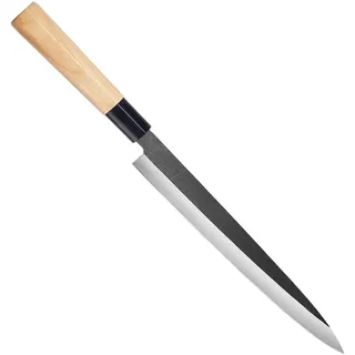 MITSUMOTO SAKARI 26 cm Sashimi Küchenmesser, Yanagiba Messer aus Wolframlegierung, Handgeschmiedet Professionelle Japanische Sushi Messer (Fraxinus Mandshurica Griff und Exquisite Holzkiste)