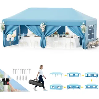 Devoko Pavillon,Pavillon 3x6 Wasserdicht Stabil Winterfest 3-fache Höhenverstellung,Faltpavillon UV Schutz 50+,Pavillon Faltbar,Pavillion mit Tragetasche,Für Garten Outdoor Camping,Blau
