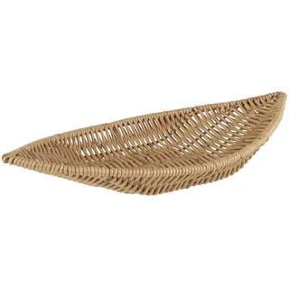 APS 40344 Korb Schiffchenform „COVE“, Beiger Flechtkorb, Körbchen aus Polypropylen, Behältnis aus Flechtwerk mit Edelstahldraht, Brötchenkorb, Lebensmittelkorb, Maße 30 x 15 cm, Höhe 5 cm, beige