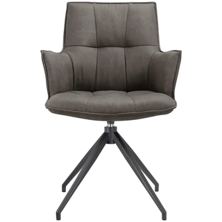 Novel Armlehnstuhl , Schwarz, Dunkelgrau , Metall, Textil , Drehkreuz , 59x89.5x63 cm , Sitzfläche 360° drehbar, inklusive Armlehnen , Esszimmer, Stühle, Polsterstühle