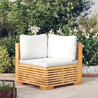 The Living Store Garten-Ecksofa mit Creme Kissen Massivholz Teak - Creme