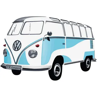 BRISA VW Collection - Volkswagen Selbstklebendes Wand-Tattoo-Aufkleber-Dekoration-Poster mit T1 Bulli Samba Design(Silhouette/Blau)