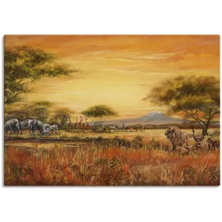 ARTland Wandbild »Afrikanische Steppe mit Löwen«, Afrika, (1 St.), als Alubild, Outdoorbild, Leinwandbild, Poster, Wandaufkleber, braun