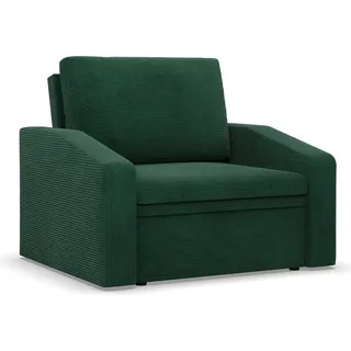 Sessel mit Schlaffunktion, Loungesessel für das Wohnzimmer, Orbit 80cm, Cord Dunkelgrün - Grün