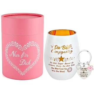 SXUUXB Windlicht Glas mit Geschenkbox für Freunde Geschenke, Windlichter Teelichthalter mit Gravur, Geschenk für Freunde zum Weihnachten, Ostern, Geschenk Geburtstag, Abschlussfeier