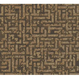 Vliestapete Geometrisch Design Muster Glänzend Strukturiert Braun Gold FSC®