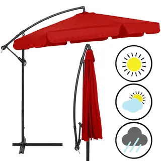 Springos® Premium Sonnenschirm XXL Ø 350 cm Ampelschirm mit Kurbel inkl. Hülle | Wasserdicht drehbare Gartenschirm Sonnenschutz Terrasse Garten - Rot