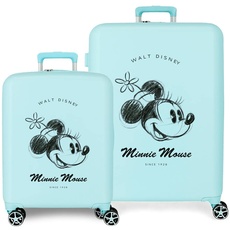 Disney Minnie You are Magic Kofferset Blau 55/70 cm Starres ABS Integrierter TSA-Verschluss 88L 6,8 kg 4 Doppelrollen Handgepäck