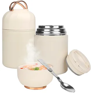YYTECH Thermobehälter für Essen 850 ml, Edelstahl Warmhaltebehälter Essen mit Griff, Thermoskanne Essen Auslaufsicher, Thermo Lunchbox, mit Klappbarem Löffel, für Mahlzeiten, Suppe, Mittagessen