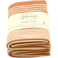 Solwang 2 Stück schöne gestreifte Waschlappen 100% Bio-Dänische Baumwolle, gestrickt mit Strapsen - Made in Indien - 25,4 cm quadratisch (Natur/Masala Organic)