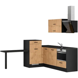 Impuls Küchen Winkelküche L-Form 241 x 225 cm Eiche schwarz