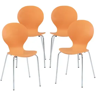 [en.casa] Esszimmerstuhl Etne Holz Metall orange 4er Set