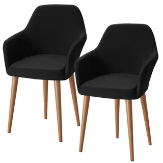 Alishomtll Stretch Stuhlhussen 2er Set Sesselbezug Stuhlbezug mit Armlehnen Abnehmbare Waschbar Schonbezug für Bürostühle Esszimmerstühle Bezug für Küche Bankett Hochzeit Party (Schwarz, 2 Stück)