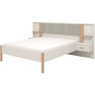 Home Affaire »Belfort Bettanlage, mit gepolstertem Kopfteil, weicher Cordstoff« Set, Bett und 2 Wandpaneele mit Nachtkommoden, 3 Stk. tlg. Liegefläche 160x200cm, FSC®-zertifizierter Holzwerkstoff