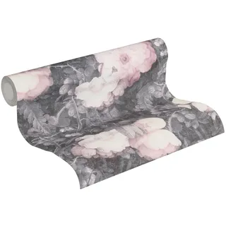 A.S. Création Livingwalls 369212 Metropolitan Stories Anke & Daan Amsterdam Tapete mit Blumen floral Vliestapete Grau, Rosa, Schwarz 10,05 m x 0,53 m