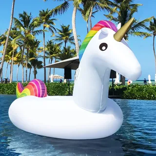 Dracarys Riesiges Aufblasbares Einhorn Luftmatratze, 250×140×110cm Aufblasbarer Einhorn Schwimmtier Pool Spielzeug Floß Schwebebett Wasserspielzeug Party Kinder Erwachsene