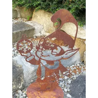 Edelrost Weihnachtswichtel Nikolavo mit Kugel