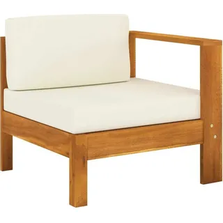 Mittelsofa mit 1 Armlehne Cremeweiß Massivholz Akazie - Creme, Bunt
