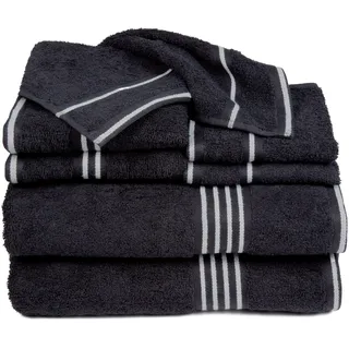 Lavish Home Rio Handtuch-Set, 100% Baumwolle, Schwarz, Größe M