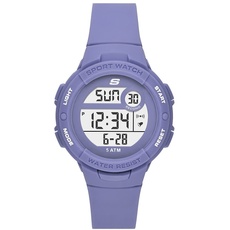 Skechers Uhr für Damen Crenshaw, Digitales Uhrwerk, 42MM Lila Polyurethan Gehäuse mit einem Polyurethan Armband, SR2132