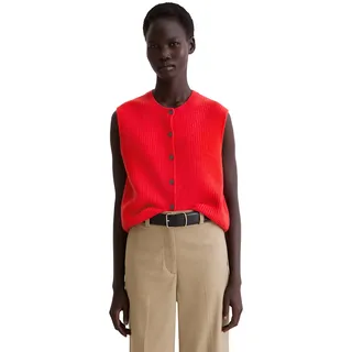 Strickweste MARC O'POLO, Damen, Gr. L, bright rot, Strick, Obermaterial: 73% Schurwolle, 18% Polyamid, 9% sonstige Fasern, slim fit normal, Rundhals, Westen Strickweste, slim fit, aus weichem Wolle-Mix