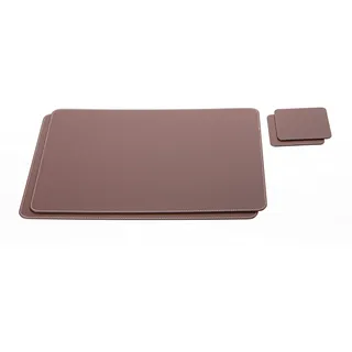 Niakalaz Braun Platzsets und Untersetzer aus Recyceltem Leder, 2 Stück Tischsets, Platzdeckchen 40x30 cm und Untersetzer 10x10 cm, (Braun)