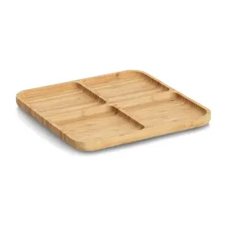 Zeller Bambus Snackteller, quadratisch, Schlichter Bambusteller zum ansprechenden Servieren von Snacks, Maße: 25 x 25 x 1,8 cm