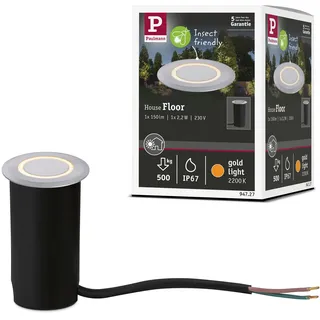 Paulmann LED Bodeneinbauleuchte Goldlicht insektenfreundlich IP67 rund 50mm 2200K 2,2W 15lm 230V Alu Ø 5 cm warmweiß
