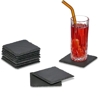 Relaxdays Untersetzer, 10er Set, eckige Glasuntersetzer, 10x10 cm, Raclette- & Getränkeuntersetzer, anthrazit