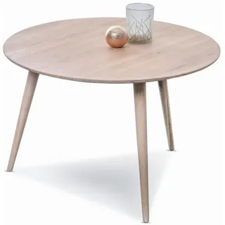 M2 Kollektion Oslo 3 - runder Couchtisch Ø 75 cm, H 50 cm | Massive Wildeiche, Bianco geölt