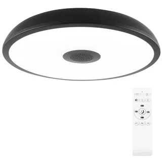 Horevo LED-Deckenleuchte Bad mit Fernbedienung für Flur Balkon, Schwarze | Ø 28cm, 24W, Wasserdicht, Bluetooth-Lautsprecher, Dimmbares, RGB, E27-Schraubadapter, Für den Innen- und Außenbereich
