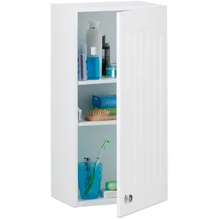 Relaxdays Badezimmerschrank hängend, MDF, HBT: 60 x 30 x 20,5 cm, weiß | Badhängeschrank