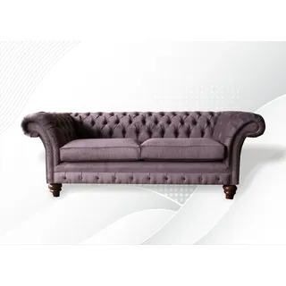 Chesterfield Couch Polster Klassischer Leder Textil 3 Sitzer  Sofa  Dreisitzer - Lila