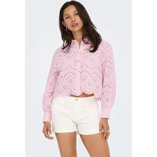 Langarmbluse ONLY "ONLVALAIS L/S SHIRT WVN NOOS", Damen, Gr. XL, rosa (pink lady), Web, Obermaterial: 100% Baumwolle, unifarben, loose fit taillenlang, Blusen Langarmbluse