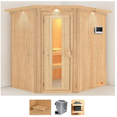 Bild von Sauna »Stine«, (Set), 9 KW-Bio-Ofen mit externer Steuerung beige